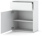 Komody - Komoda Biała Z Szufladą Salon Sypialnia Szafka 60cm Nowoczesna Bezuchwytowa - miniaturka - grafika 1