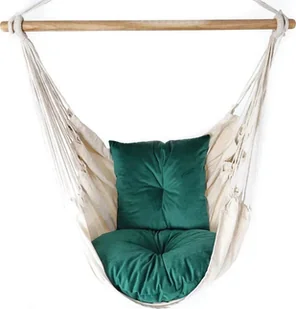 Elior Krzesło brazylijskie z dwiema poduszkami butelkowa zieleń - Rippi - Fotele ogrodowe wiszące - miniaturka - grafika 1