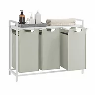 Kosze wiklinowe - Kosz na pranie biało-szary 3 komory x38L - miniaturka - grafika 1