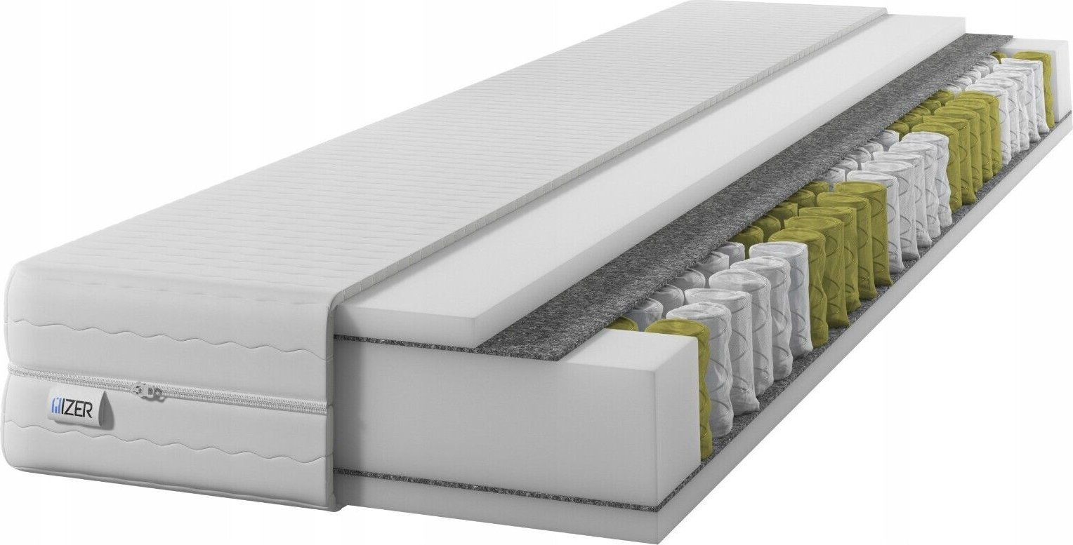 IZER Materac GOLD 120x200 Dwustronny H3| 7 stref Rdzeń ze sprężyn kieszeniowych Pokrowiec pikowany Materac sprężynowy