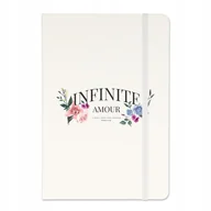 Notesy i bloczki - NOTATNIK BIAŁY A5 W LINIE z Gumką INFINITE Wzory - miniaturka - grafika 1