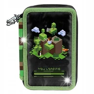 Piórniki - PIÓRNIK TRZYKOMOROWY Z WYPOSAŻENIEM DLA CHŁOPCA PIKSELE GRA - miniaturka - grafika 1