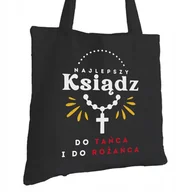 Torby i wózki na zakupy - Torba Bawełniana dla Księdza Czarna Na Prezent ekologiczna Trwały Nadruk - miniaturka - grafika 1