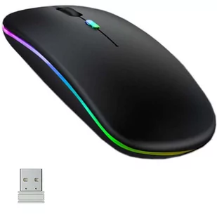 Cicha Myszka slim mysz bezprzewodowa Alogy podświetlana LED RGB do laptopa tabletu Czarna 14567X1 - Myszki - miniaturka - grafika 1