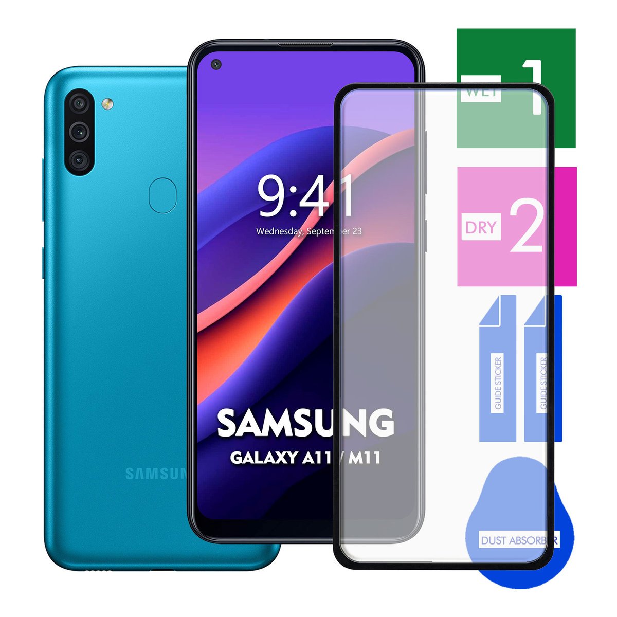 SZKŁO HARTOWANE DO SAMSUNG GALAXY A11 M11 NA TELEFON PEŁNE CAŁY EKRAN 9H 5D