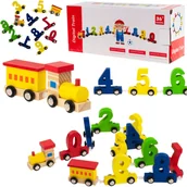 Pociągi dla dzieci - Drewniana Kolejka Lokomotywa Pociąg Nauka Cyferki - miniaturka - grafika 1