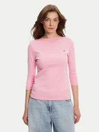 Bluzki damskie - Tommy Hilfiger Bluzka New Cody WW0WW40589 Różowy Slim Fit - miniaturka - grafika 1