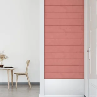 Lumarko Panele ścienne, 12 szt., różowe, 90x15 cm, aksamit, 1,62 m² - Panele ścienne i boazeria - miniaturka - grafika 5