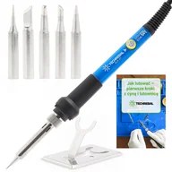 Lutownice - Zestaw 7w1 lutownica precyzyjna Techrebal ”Blue Jet” TBJ60W z potencjometrem 60W (Lutownica, 5 grotów i podstawka) - miniaturka - grafika 1