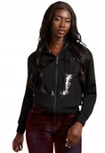 Bluzy damskie - GUESS CZARNA BLUZA DAMSKA Z KAPTUREM I CEKINAMI NA PRZODZIE L GXA - miniaturka - grafika 1