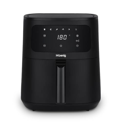 H.Koenig Fry860 XL Frytkownica powietrzna, pojemność 6 l, kuchnia do 8 osób, regulowana 80-200°C, 5 trybów gotowania, timer 60min, 5 programów, ekran dotykowy