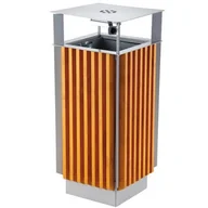 Kosze na śmieci - Kosz miejski z popielnicą i wyjmowanym wkładem metal + drewno 65L - miniaturka - grafika 1