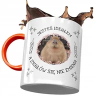 Kubki - Kubek Pomarańczowy Kapibara na Urodziny Prezent z Nadrukiem ze Zdjęciem + Opakowanie na prezent (wzór 03) - miniaturka - grafika 1