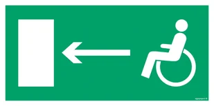 AC010 WYJŚCIE EWAKUACYJNE DLA NIEPEŁNOSPRAWNYCH W LEWO, PS - PŁYTA PCV 1MM FOTOLUMINESCENCYJNA; (600X300MM) - Systemy ekspozycyjne i znaki informacyjne - miniaturka - grafika 1