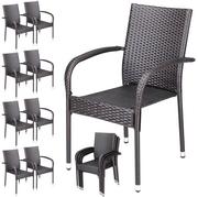 Fotele i krzesła ogrodowe - Krzesła ogrodowe rattan zestaw 8 sztuk brązowy - miniaturka - grafika 1