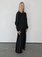 Komplety damskie - Kai komfortowy komplet z lamówką czarny - miniaturka - grafika 1