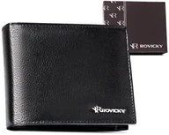 Portfele - Męski skórzany portfel Rovicky na karty i dokumenty z ochroną RFID elegancka portmonetka, czarny - miniaturka - grafika 1