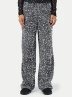 Spodnie sportowe damskie - Noisy May Spodnie materiałowe Mia 27032396 Srebrny Loose Fit - miniaturka - grafika 1