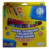 Przybory szkolne - Astra Kredki ołówkowe trójkątne dwustronne z temperówką 48 kolorów - miniaturka - grafika 1