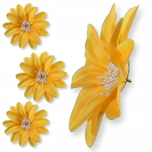 Dalia Sztuczny Kwiat Duża główka wyrobowa Żółty kwiat sztuczny stroik 12szt - Sztuczne kwiaty - miniaturka - grafika 1