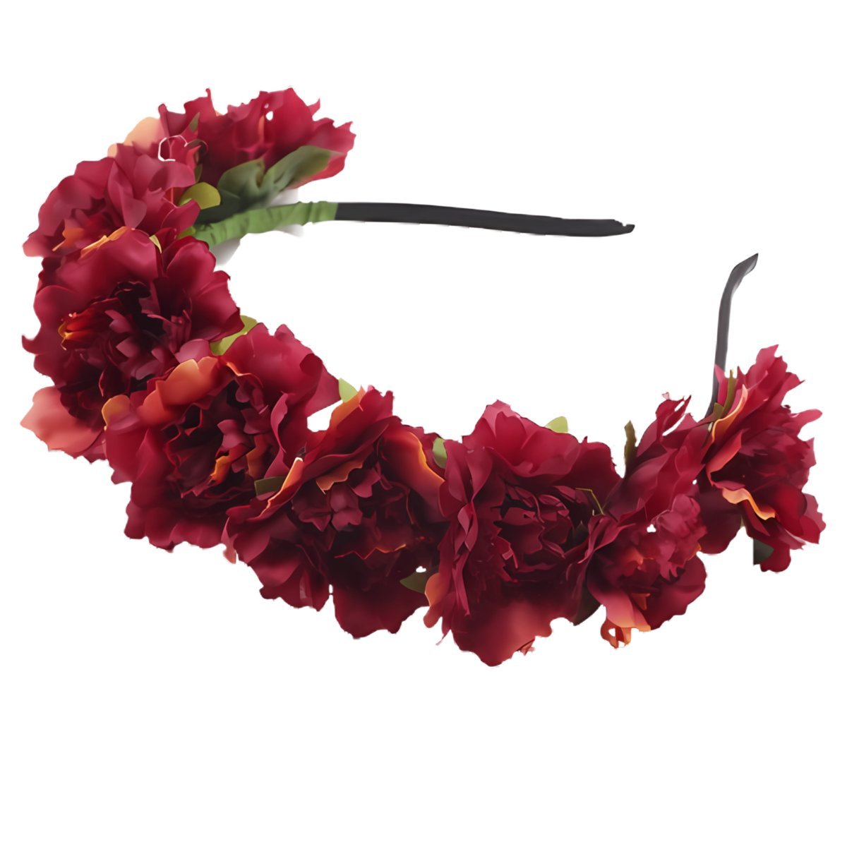 Opaska Wianek do Włosów Bordowy na Głowę Szeroka Kwiaty Duży i Wygodny