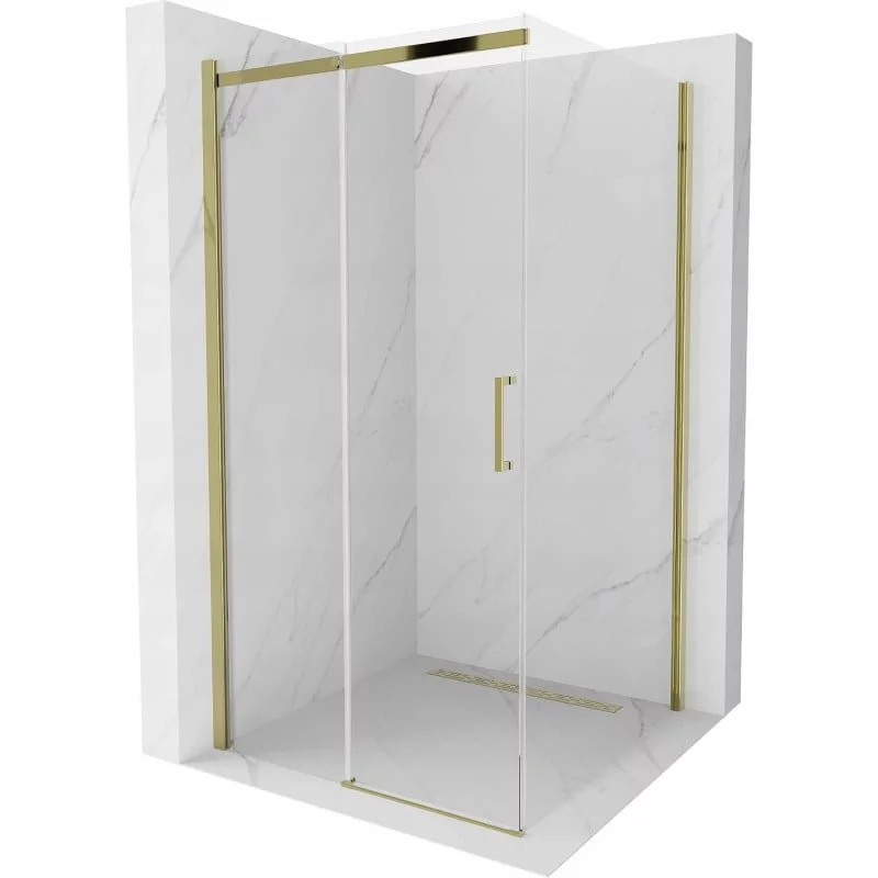 Mexen Omega kabina prysznicowa rozsuwana 100x100 cm, transparent, złota