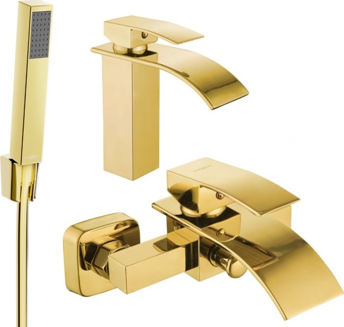 Mexen Aries R77 zestaw wannowy, złoty - 744803R77-50