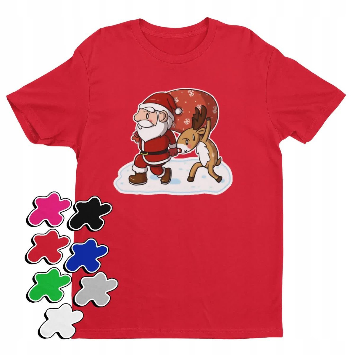 Koszulka T-Shirt Dziecięca Z Nadrukiem Mikołaj Święta Prezent -M 134-140