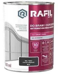 Emalia do bram i ogrodzeń Rafil czarny mat 0,9L - Farby do metalu - miniaturka - grafika 1