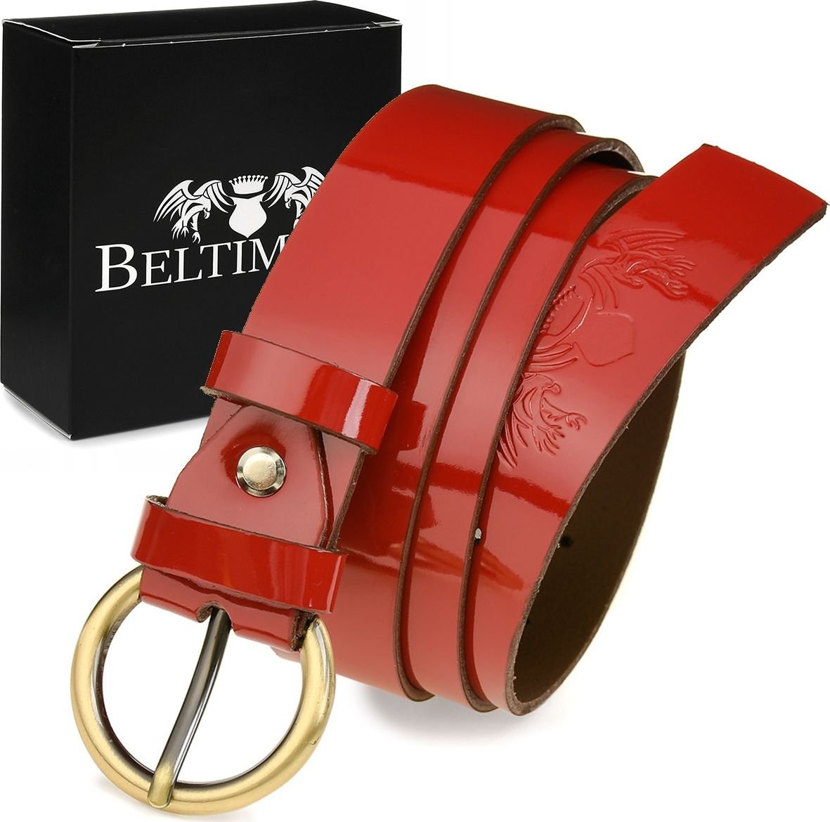 Beltimore Beltimore skórzany damski pasek do spodni 3 cm czerwony A67