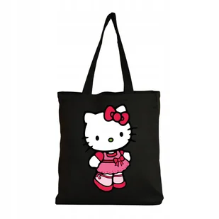 Eko Torba Bawełniana na ramię Zakupy Shopper Torebka Hello Kitty Kotek 47 - Torby i wózki na zakupy - miniaturka - grafika 1