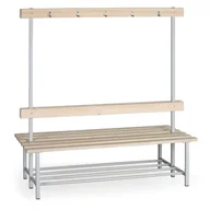 Wyposażenie sportowe i gimnastyczne - B2B Partner Ławeczka do szatni z wieszakami, długość 1500 mm - dwustronna 179964 - miniaturka - grafika 1