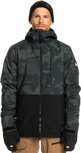 kurtka zimowa męska QUIKSILVER MISSION PRINTED BLOCK JACKET Spray Camo True Black - KVJ3 - Kurtki męskie - miniaturka - grafika 1