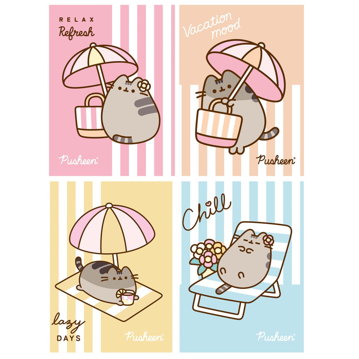 4 X ZESZYT A5, 32 KARTKI, KRATKA, PUSHEEN KOTEK KOT