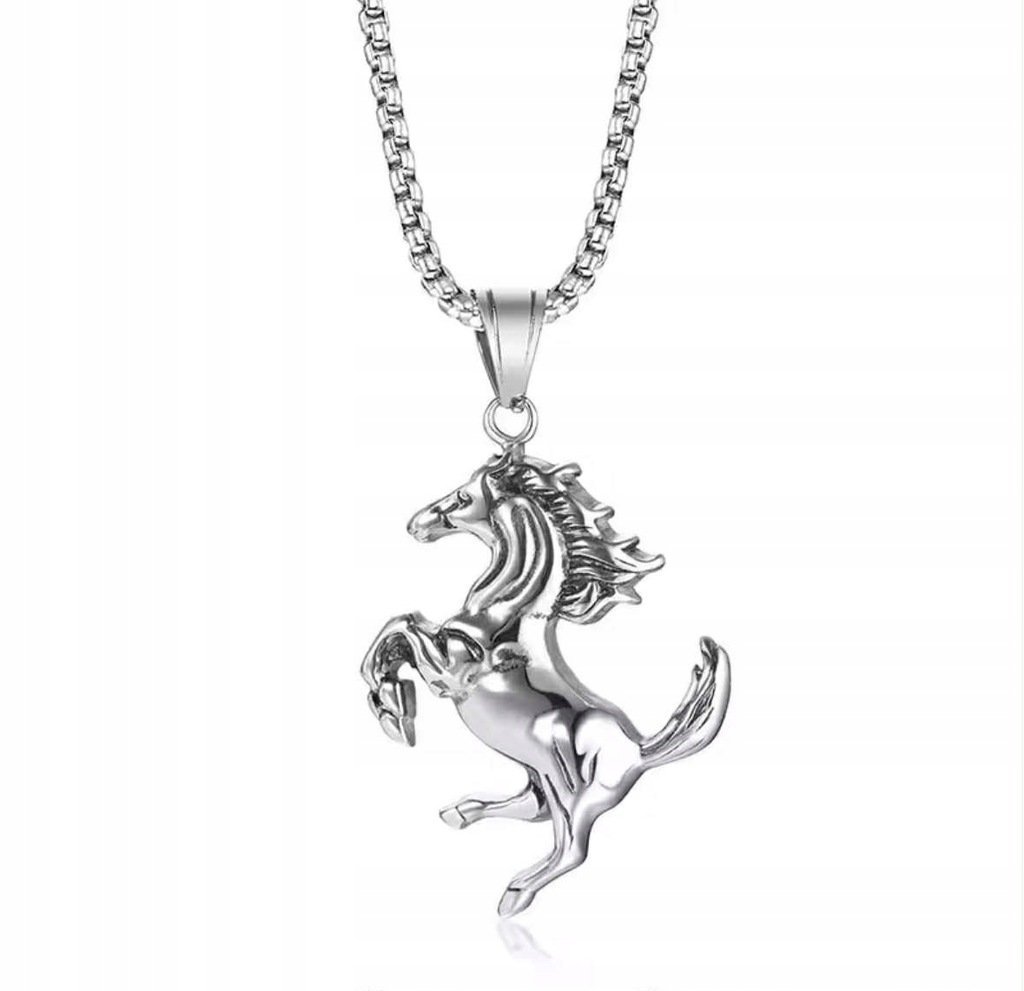 Naszyjnik wisiorek Koń Ferrari srebrny Horse prezent streetwear Y2K