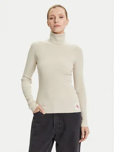 Calvin Klein Jeans Golf LV047D350G Beżowy Regular Fit - Swetry damskie - miniaturka - grafika 1