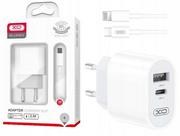 Ładowarki do telefonów - XO ładowarka sieciowa L97 1x USB 1x USB-C 2,4A biała + kabel USB-C -Lightning - miniaturka - grafika 1