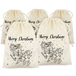 ZESTAW ŚWIĄTECZNYCH WORKÓW PREZENTOWYCH POD CHOINKĘ NA GWIAZDKĘ MIKOŁAJKI SANIE - Ozdoby bożonarodzeniowe - miniaturka - grafika 1