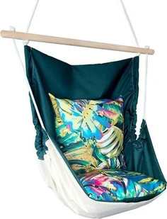 Elior Huśtawka brazylijska do ogrodu ecru - butelkowa zieleń - Merko - Huśtawki - miniaturka - grafika 1