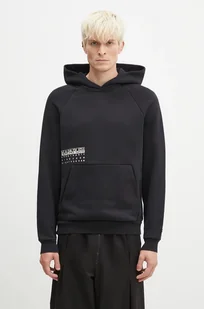 Napapijri bluza bawełniana B-Premium H męska kolor czarny z kapturem z nadrukiem NP0A4I6M9411 - Bluzy męskie - miniaturka - grafika 1
