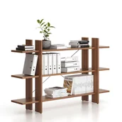 Regały biurowe - Regał biurowy niski długi SOLID, 1800 x 400 x 1075 mm, orzech - miniaturka - grafika 1