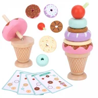 Układanki dla dzieci - WOOPIE GREEN Drewniane Lody Układanka Montessori Cukiernia 12 el. - miniaturka - grafika 1