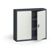 Szafy biurowe - B2B Partner Szafa metalowa, 1150 x 1200 x 400 mm, 2 półki, antracyt/szara 485043 - miniaturka - grafika 1