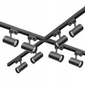 Lampy sufitowe - Zestaw szynowy 3 fazowy 8x Lampa GU10 +4x szyna 1m +łącznik X +3x zaślepka - miniaturka - grafika 1