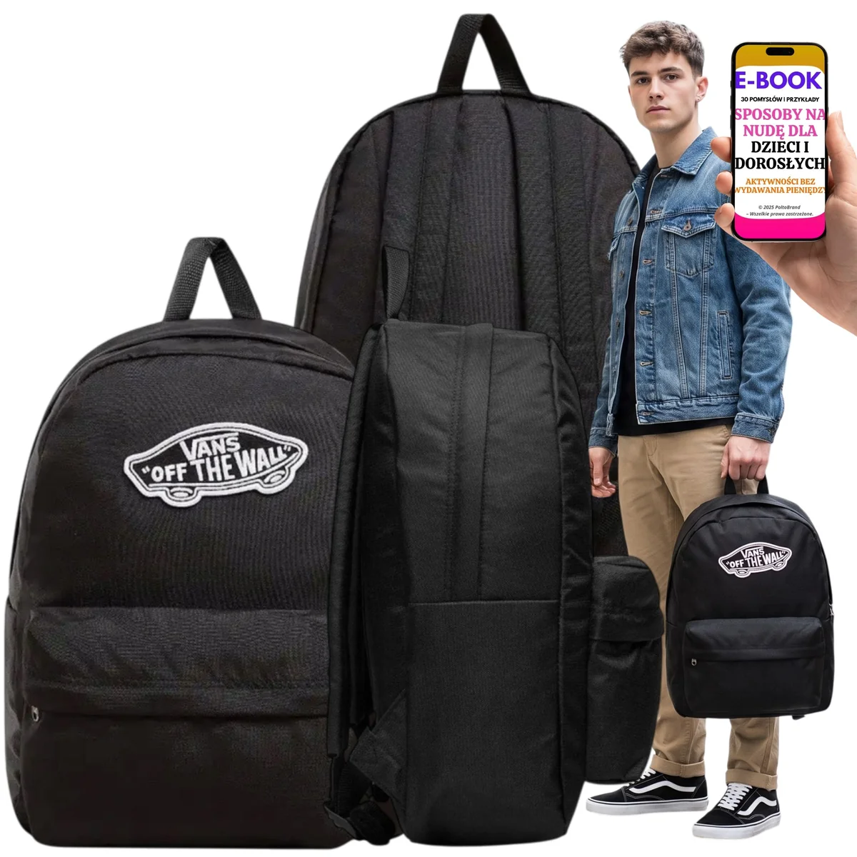 Plecak Vans Old Skool Klasyczny Czarny Uniseks Prezent na Start Roku + E-BOOK-3