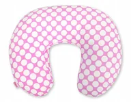 Poduszki do karmienia - Poduszka rogal do karmienia fasolka rozbieralna - kółeczka białe na różowym - miniaturka - grafika 1