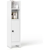 Szafki łazienkowe - Narożna Szafka Łazienkowa, 20 x 18 x 80 cm, Wąska Kolumna Łazienkowa z Wyjmowaną i Regulowaną Półką na 3 Poziomy (Biała) - miniaturka - grafika 1