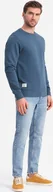 Bluzy męskie - Ombre Męska bluza dresowa BASIC z okrągłym dekoltem - granatowa V4 OM-SSBN-0175 M - miniaturka - grafika 1