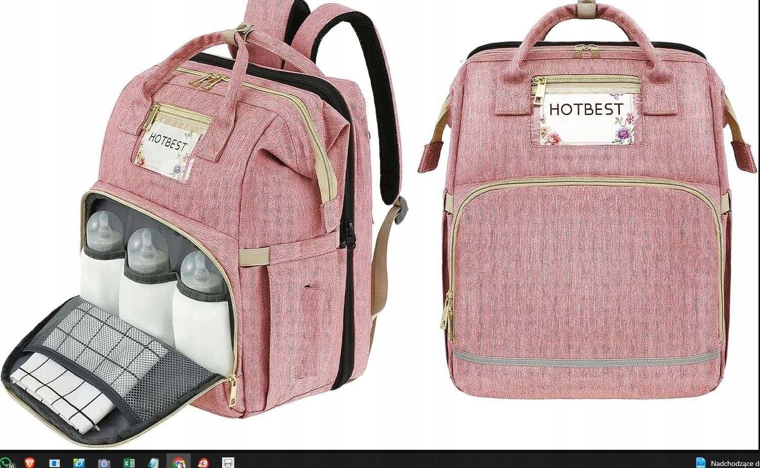 Torba Na Pieluchy 3W1 Plecak Składane Łóżeczko Wodoodporna Usb Ładowanie