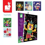 Zabawki kreatywne - Janod Zestaw Kreatywny do Zdrapywania Graficzne Zwierzątka 4+ - miniaturka - grafika 1